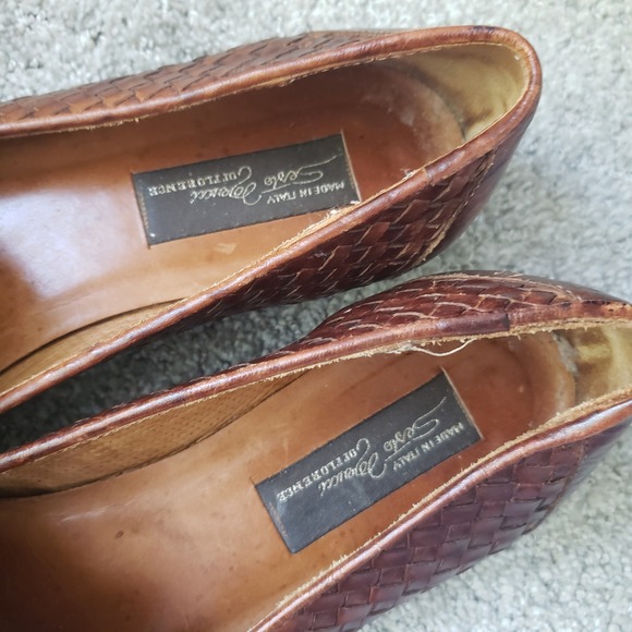 Sesto Meucci Brown Woven Loafers with Gold Accents - Picture 10 of 10